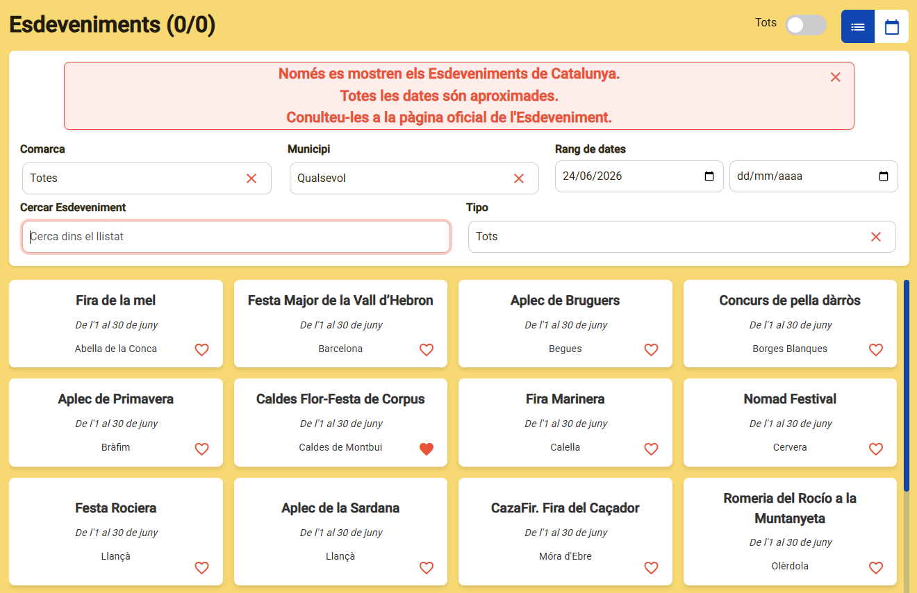 Llistat d'esdeveniments i festes als municipis